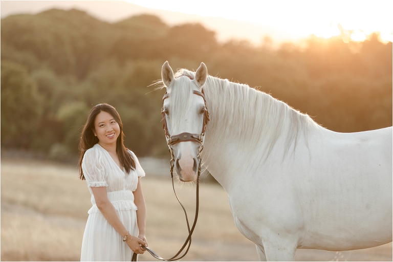 woman and her white Lusitano gelding by California Equine Photographer Elizabeth Hay Photography