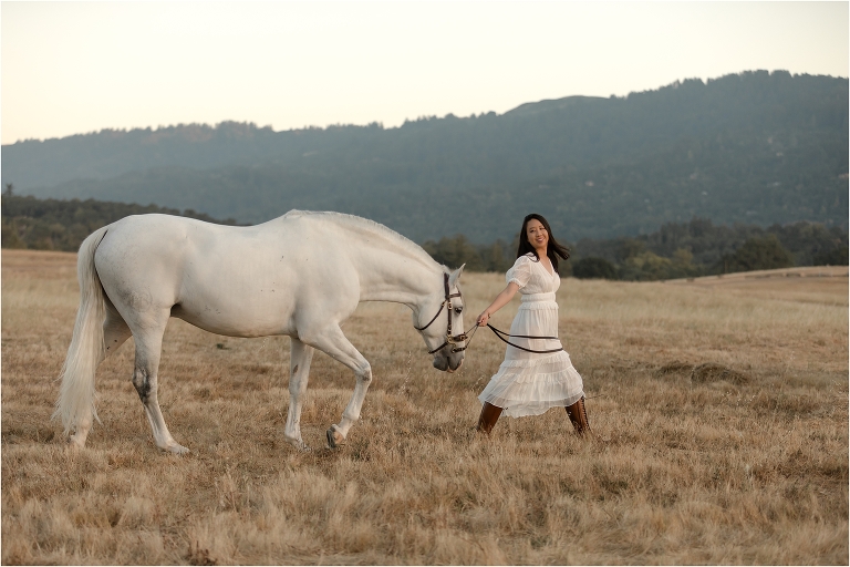 woman and her grey Lusitano gelding by California Equine Photographer Elizabeth Hay Photography