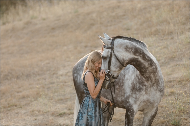 grey eventing mare and woman by California Equine Photographer Elizabeth Hay Photography