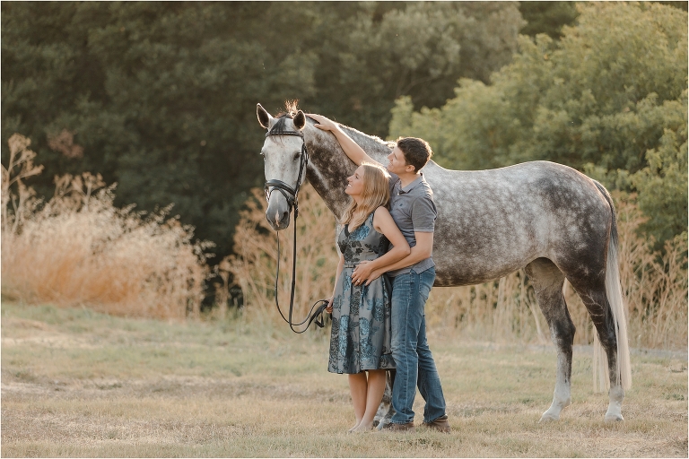 grey eventing mare and couple at the Shiloh West Equestrian Center by California Equine Photographer Elizabeth Hay Photography