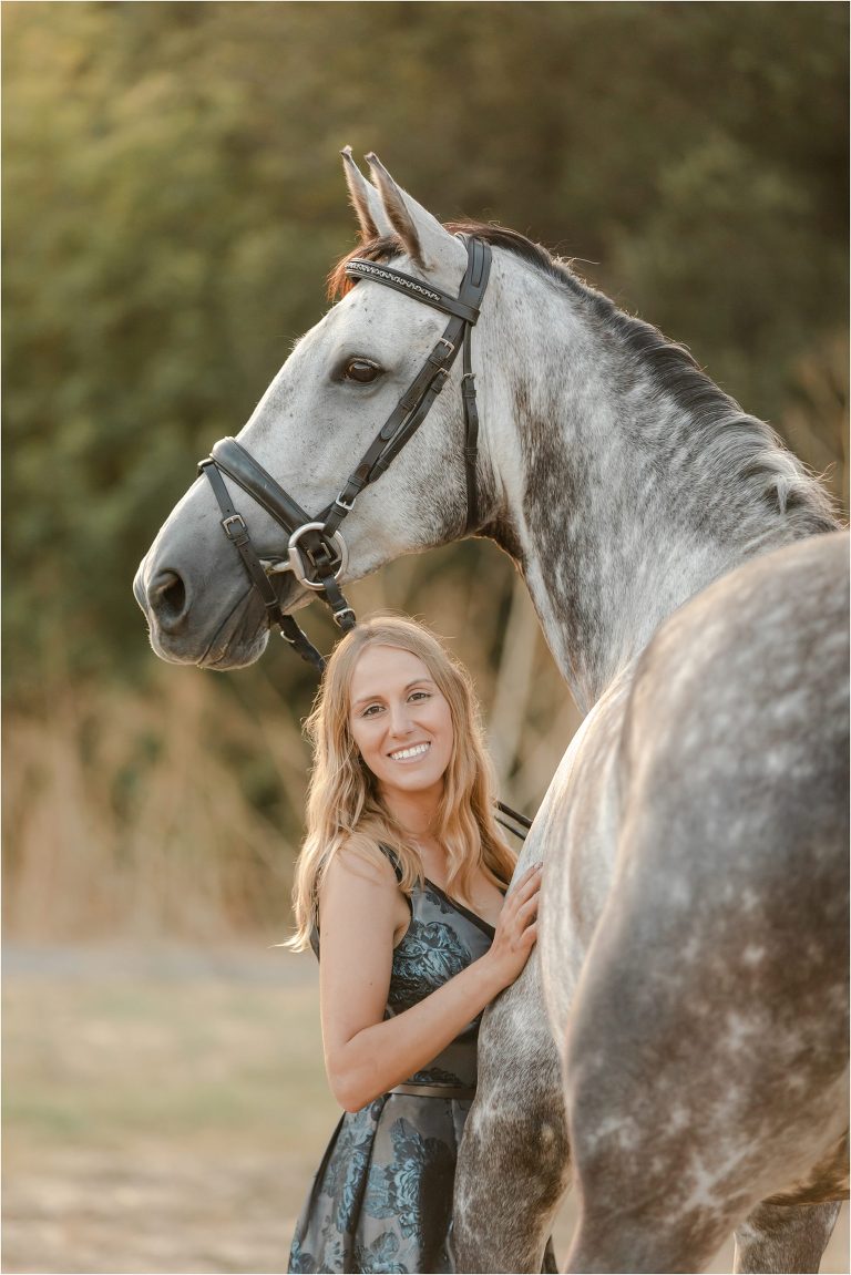 grey eventing mare and woman at the Shiloh West Equestrian Center by California Equine Photographer Elizabeth Hay Photography