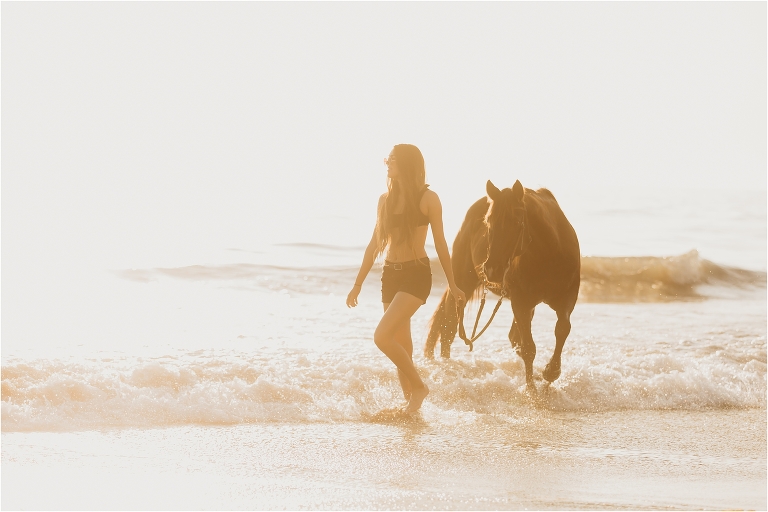 Santa Barbara Equine Session on the beach with California Equine Photographer Elizabeth Hay Photography with Elena and Midnight.