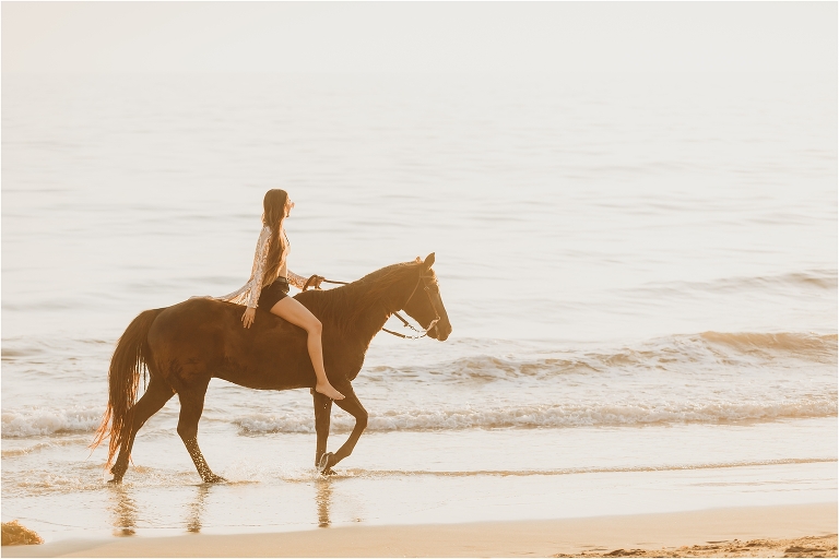 California Central Coast Equine Photographer session on a beach at sunset by Elizabeth Hay Photography.