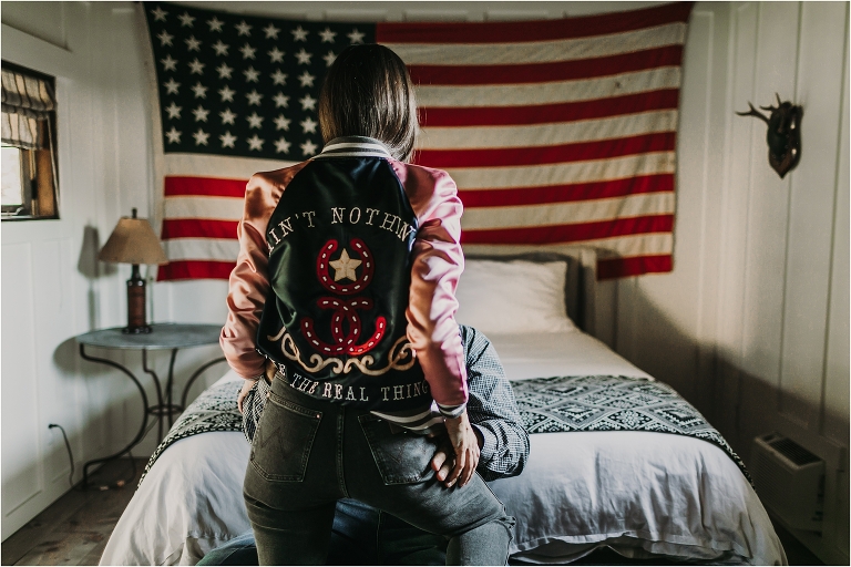 Western Fashion Style Inspo on the farm with Lindsay and Luke Branquinho by Elizabeth Hay Photography with an American flag
