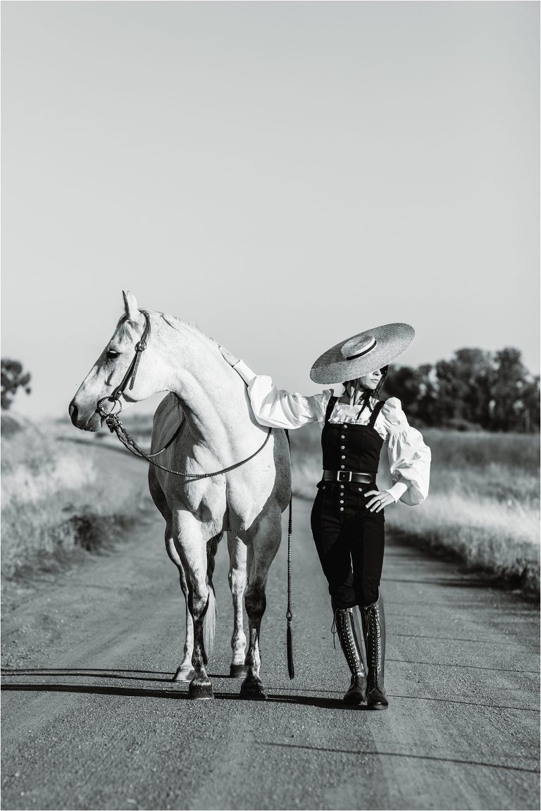 California Equine Photographer photo session of Milton Menasco by Elizabeth Hay Photography in black and white