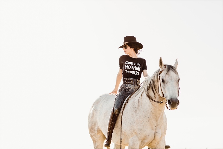 Equine Photographer Milton Menasco photo shoot in Nipomo California by Elizabeth Hay Photography of woman riding grey mare