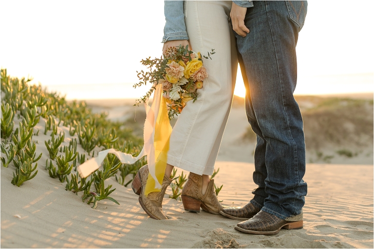 Ariat boots and flowers at the beach in Morro Bay by California Equine Photographer, Elizabeth Hay Photography