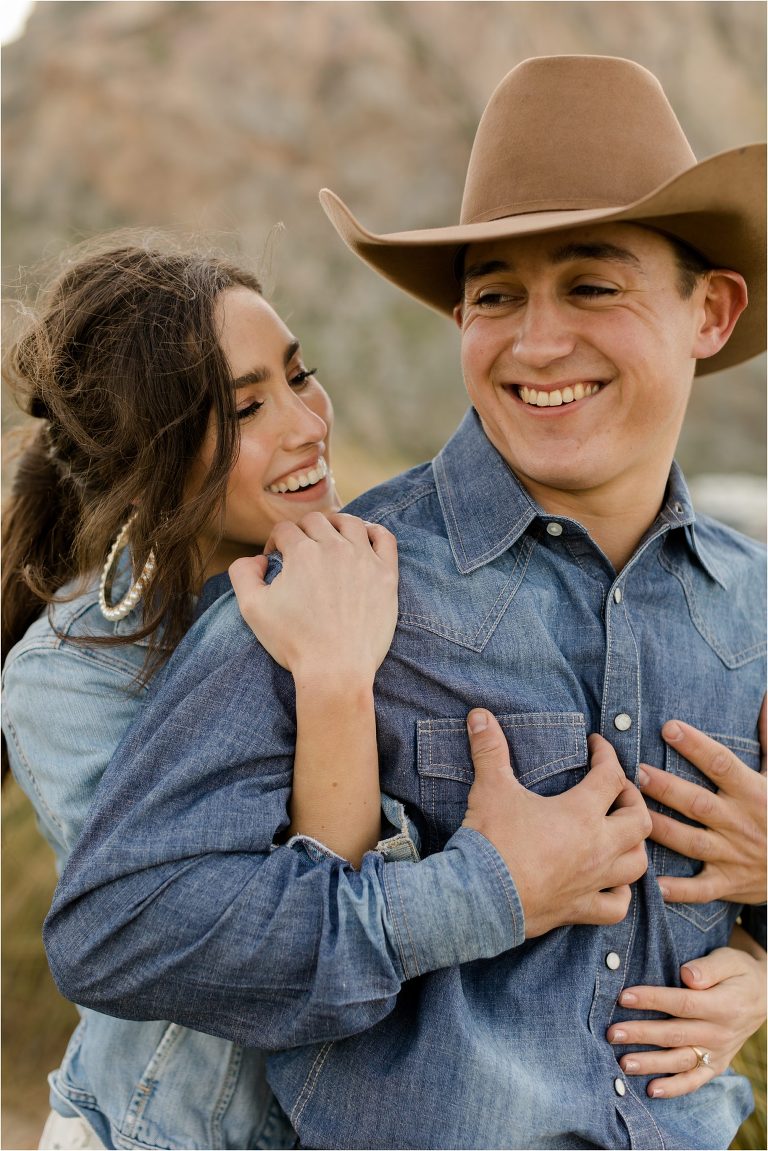 cowboy and cowgirl Central Coast Engagement Session with Annie and bareback rider Clayton at Morro Bay by California Equine Photographer Elizabeth Hay Photography