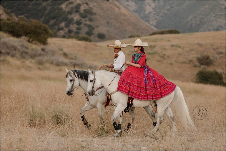 California Vaquero Photo Shoot with charro and escaramuza rider by California Equine Photographer Elizabeth Hay Photography.