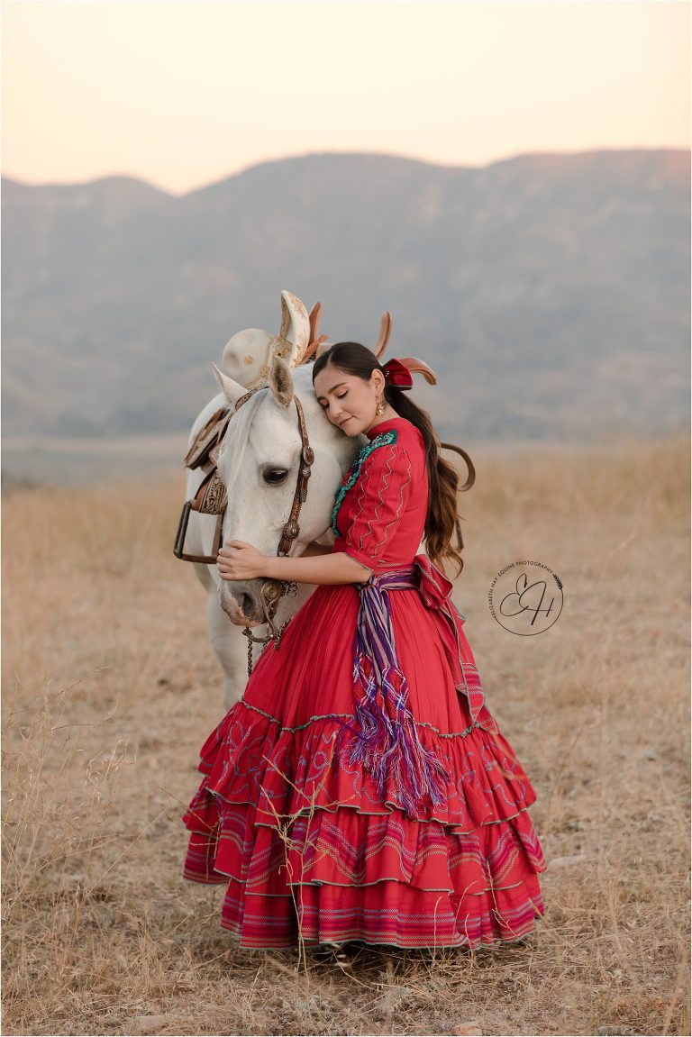 Escaramuza rider and her horse by California Horse Photographer Elizabeth Hay Photography