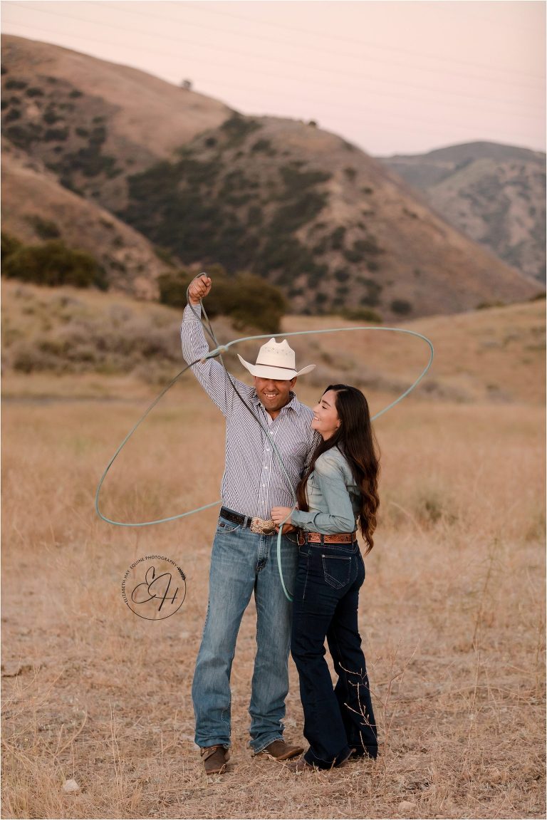 trick roper and woman by California Horse Photographer Elizabeth Hay Photography.