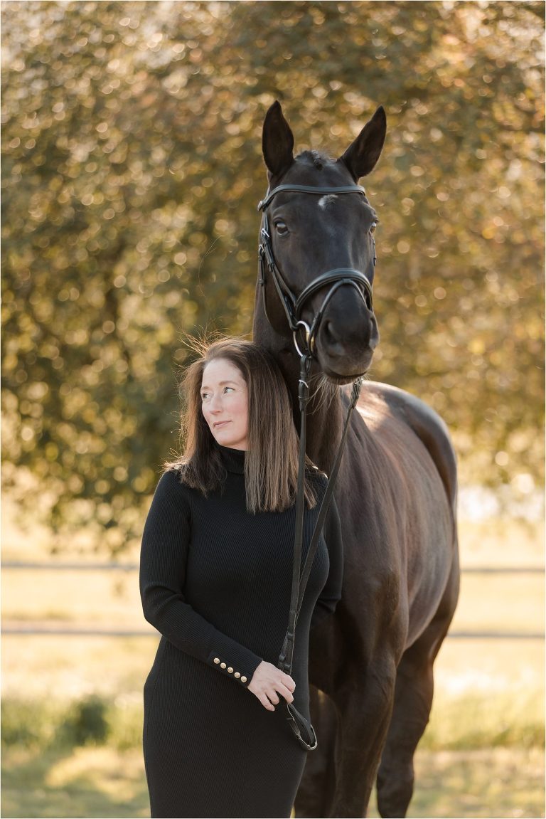 Dressage Horse Photography Session with black warmblood horse and woman by California Horse Photographer Elizabeth Hay Photography. 