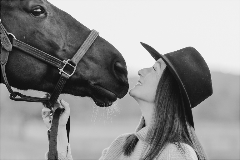 Horse Park at Woodside Horse and woman photo session by California Horse Photographer Elizabeth Hay Photography.