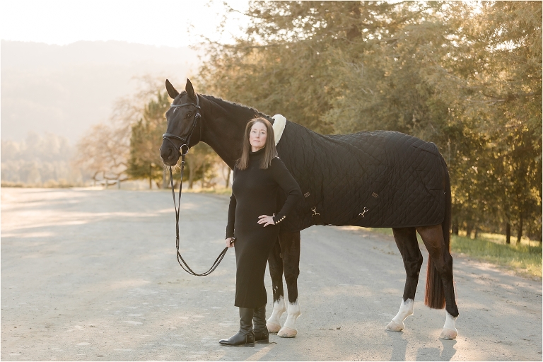 Dressage Horse Photography Session with dark warmblood horse and Blake by California Horse Photographer Elizabeth Hay Photography. 