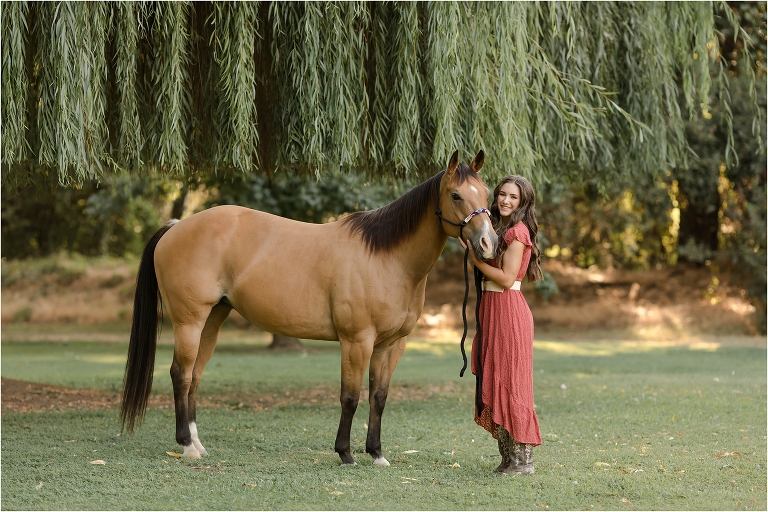 Senior Equine Photography session with California Equine Photographer Elizabeth Hay Photography of Shae and her buckskin mare.