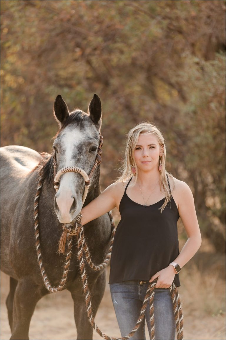 Central Coast Equine Photo session with Shayna and her grey cow horse by California Equine Photographer Elizabeth Hay Photography.
